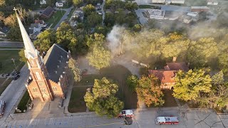 Investigation underway in Fort Dodge after fire damages former priest's quarters