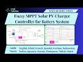 MATLAB Implementation of Fuzzy MPPT Solar PV Charger Controller for Battery System | Fuzzy MPPT