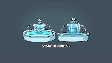 animated fountain 2d game environment design prop