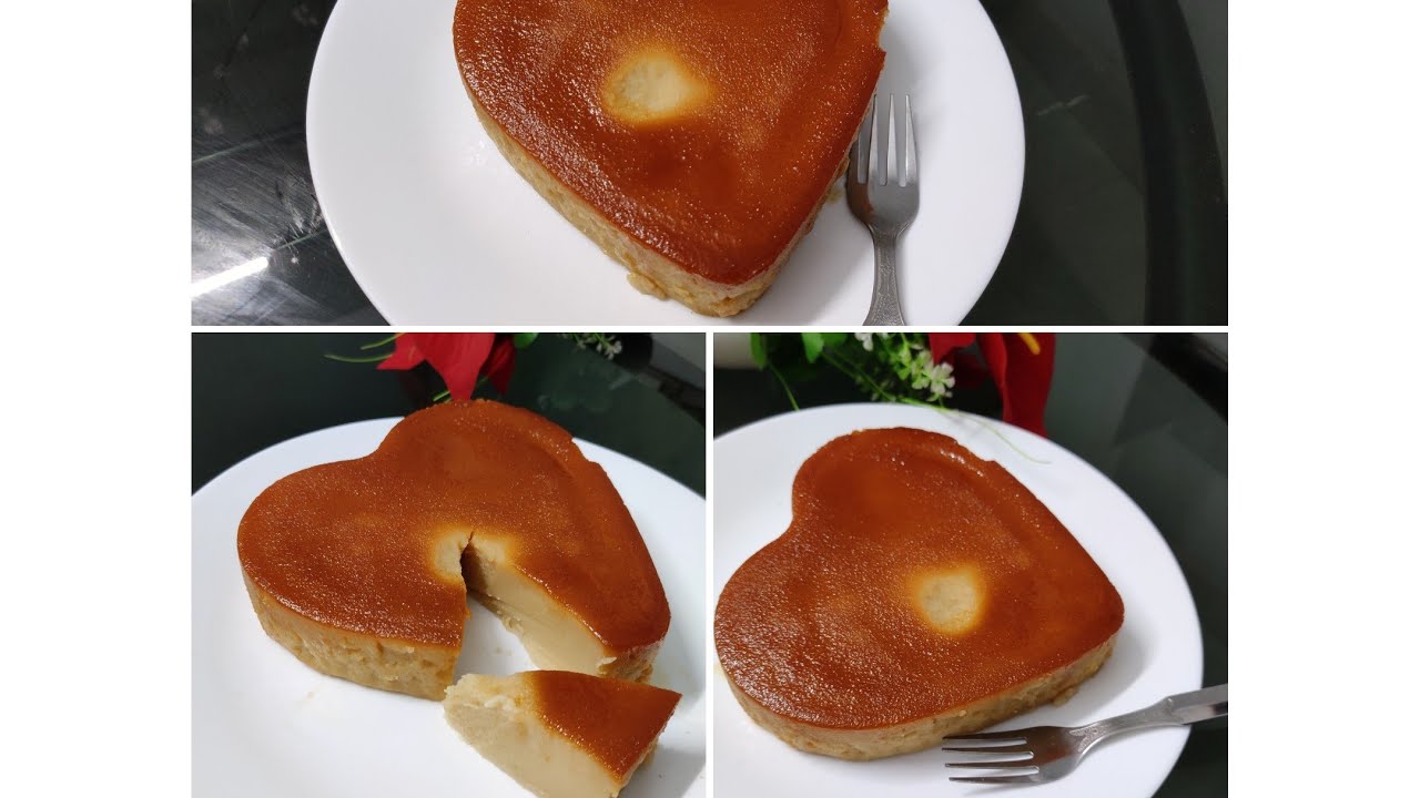 Heart Caramel Bread Pudding😋 YouTube