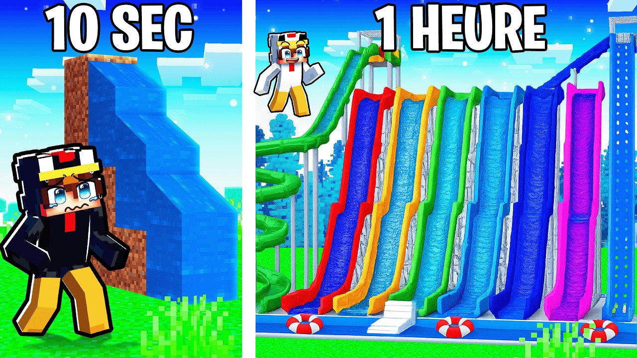 J’ai Construis un PARC AQUATIQUE en 10 SECONDES vs 1 HEURE..