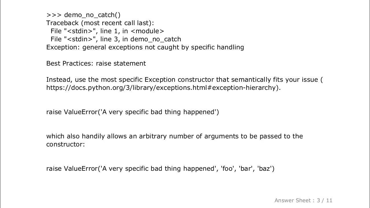 PYTHON Manually raising (throwing) an exception in Python YouTube