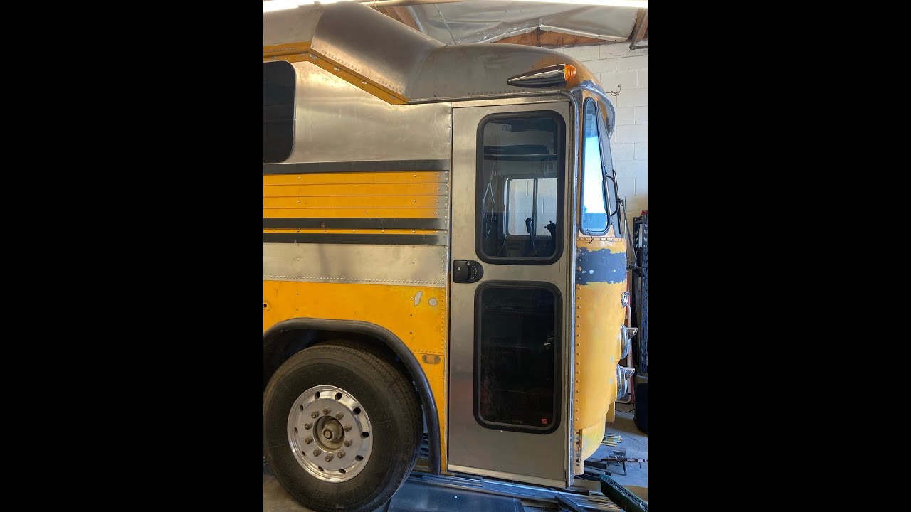 Crown Bus Roof Raise Rivet Removal - YouTube