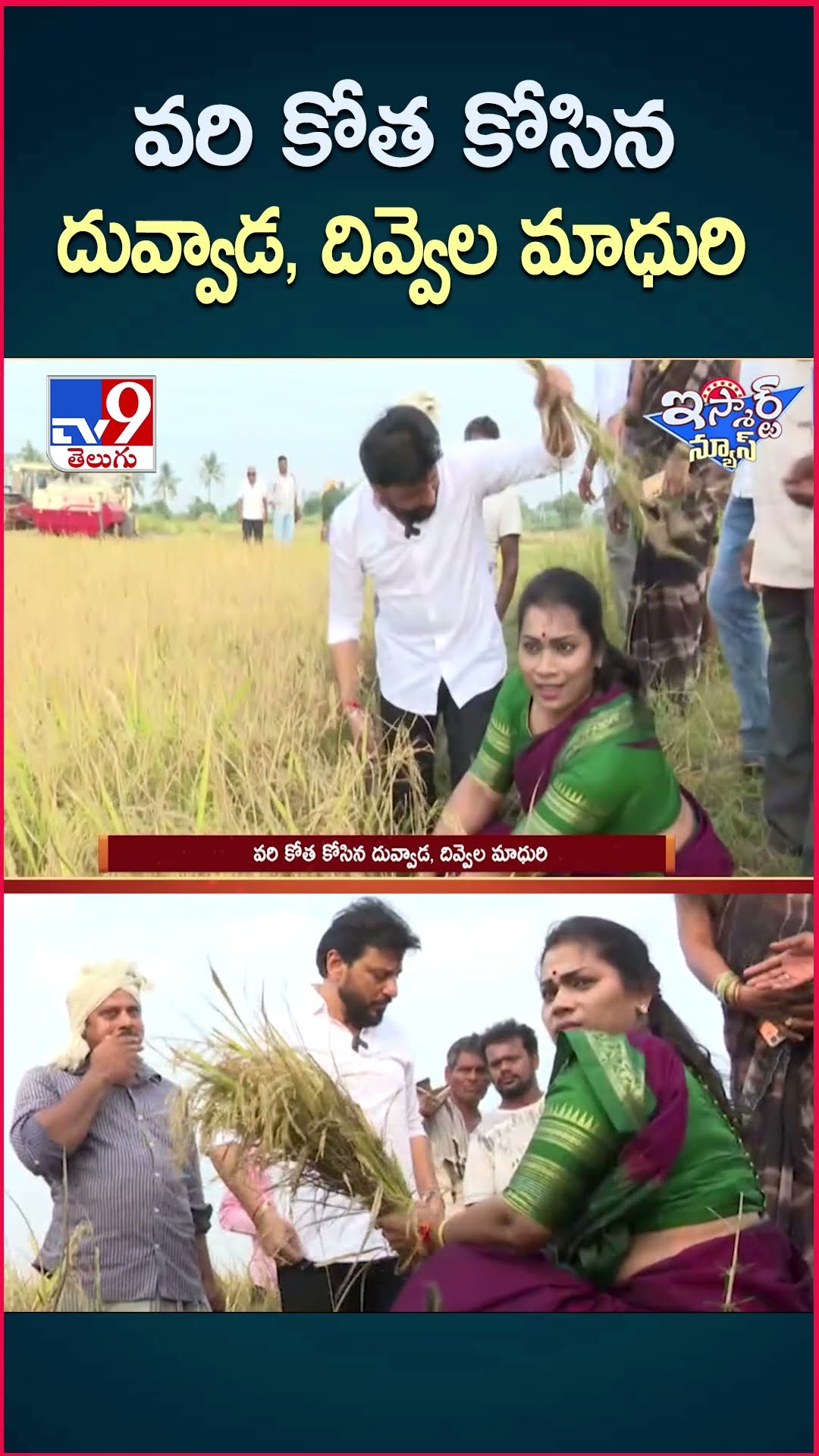 iSmart News : వరి కోత కోసిన దువ్వాడ, దివ్వెల మాధురి | Duvvada Srinivas | Divvala Madhuri - TV9