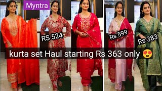 myntra kurta set haul starting Rs 485 only co-ord set,office suit,partywear libas suit सब कुछ एक साथ