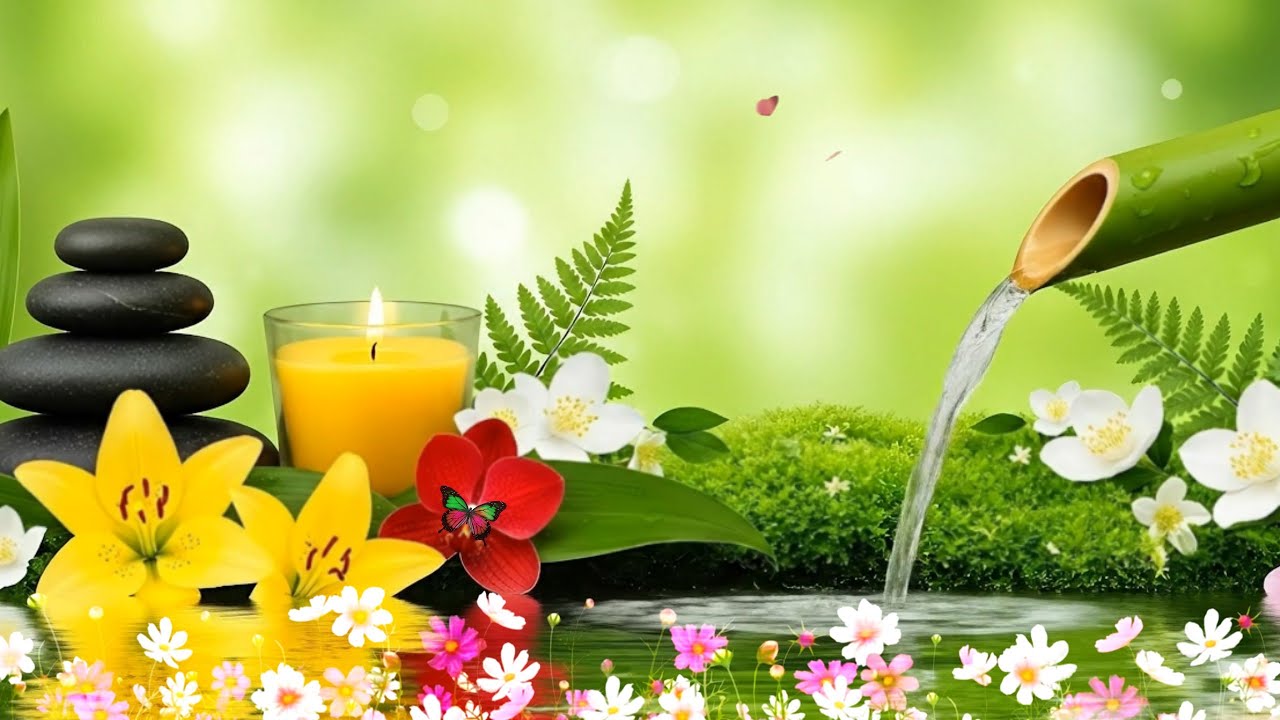 Soothing Piano Music & Bamboo Water Sounds for Stress Relief, Sleep Well and Anxiety Reduction