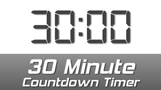 30 min simple white digital clock countdown timer with ending bell