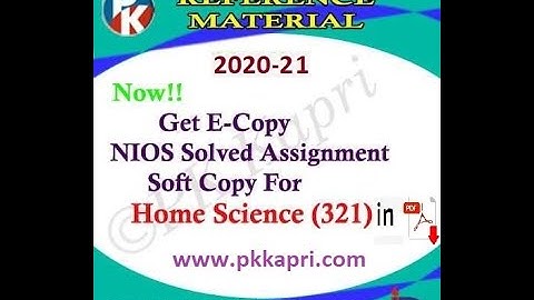 FREE Home Science 321 Nios Solved Assignment 2021 in English 12th Best Latest NIOS TMA Solution