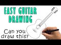 How to draw a guitar  easy guitar outline drawing step by step sketch for beginner