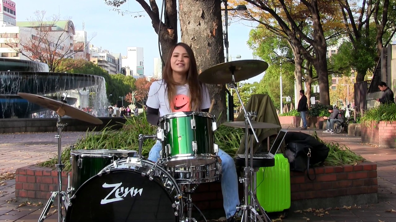 ドラマー里英 （リエイ）　さくらんぼ　大塚 愛　名古屋栄噴水前　2018/12/2