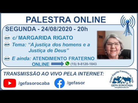 Assista: Palestra online - c/ MARGARIDA RIGATO (24/08/2020)