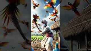 The poor farmer has a lot of parrots 😭 #shorts #parrot #farmer
