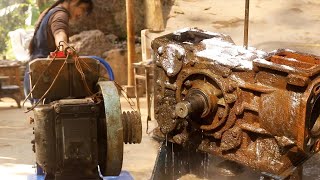 Genius girl repairing scrap diesel engine 🥰, amazing transformation process! ｜Lin Guoer