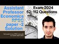 RPSC Assistant Professor/College Lecturer Economics Exam Solutions: Paper-2(29 May 2024) Q.52- Q.112