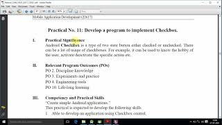 MAD(22617) || PRACT.NO.11 || Implementation of checkbox in android studio