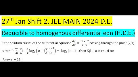 If the solution curve, of the differential equation dy/dx=(x+y-2)/(x-y) passing through the point