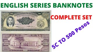English Series Banknotes Complete Set - Philippine Paper Money