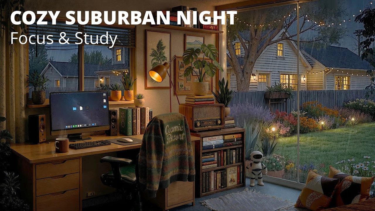 Cozy Suburban Rain Study Room 🌧️ Focus and Relaxation