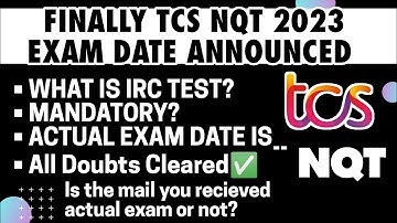 TCS NQT 2023 Exam Date telugu | Tcs nqt 2023 Irc test mail | Tcs Nqt 2023 telugu | Actual exam