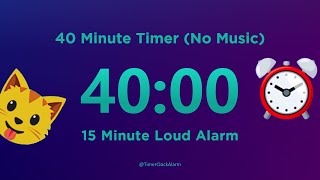 40-минутный обратный отсчет с таймером (без музыки) с громким будильником @TimerClockAlarm