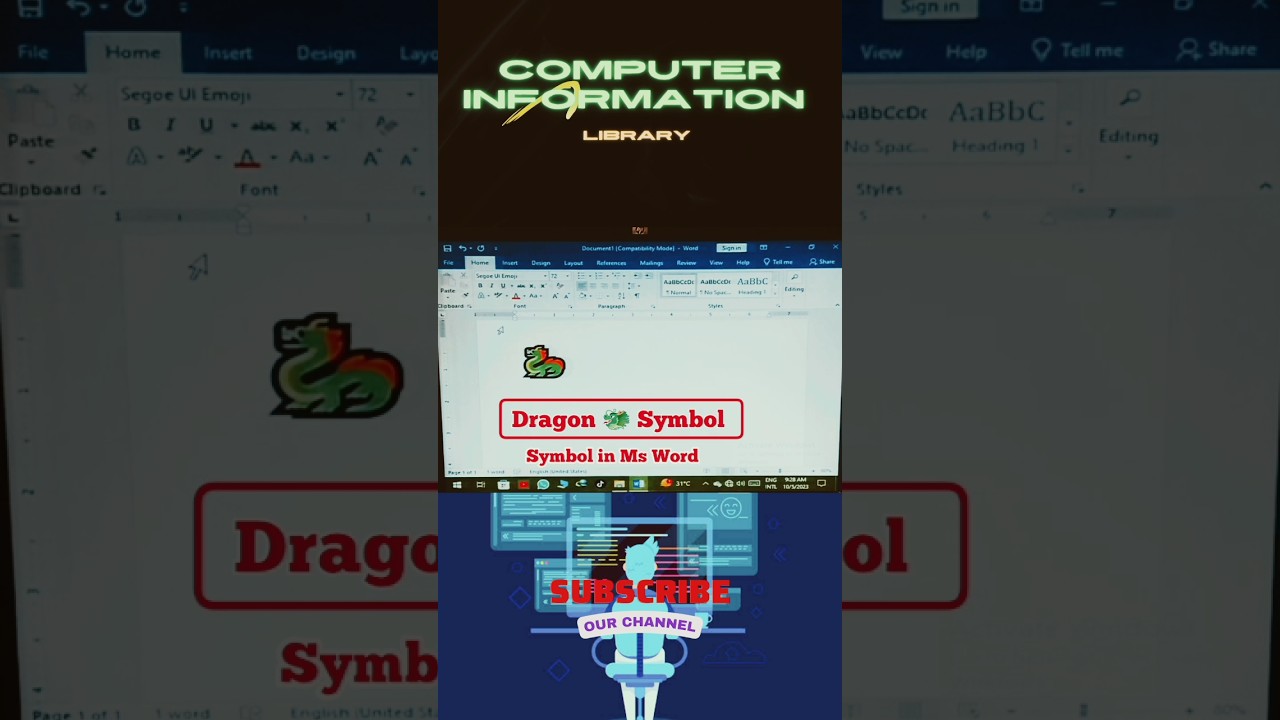Dragon 🐲 symbol in Ms word shortcut keys | computer information library 