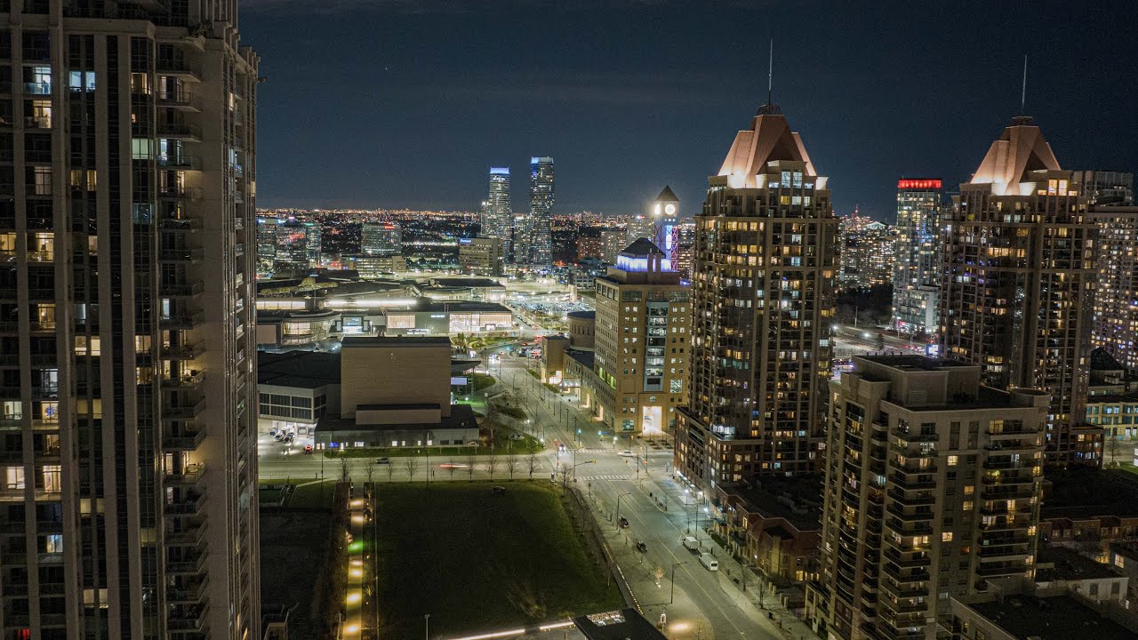 Insane drone shot of Mississauga Skyline at night | Aerial Hyperlapse | Mavic 3 PRO