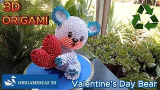 How to make a Valentine's Day Bear 2 in 3D Origami with recycled paper | Osito San Valentín