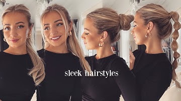 sleek hairstyles / sleek middle part bun, ponytail & half up hair tutorial