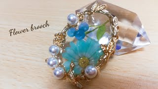 【 UVレジン】フラワーシールでブローチ！resin accessory /Flower brooch 