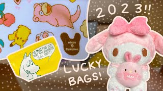 are lucky bags actually worth it? ♡ japan vlog 2023 | pokemon, sanrio, moomin unboxing ♡