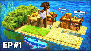 Surviving in a Shark Infested OCEAN ONLY World in Minecraft