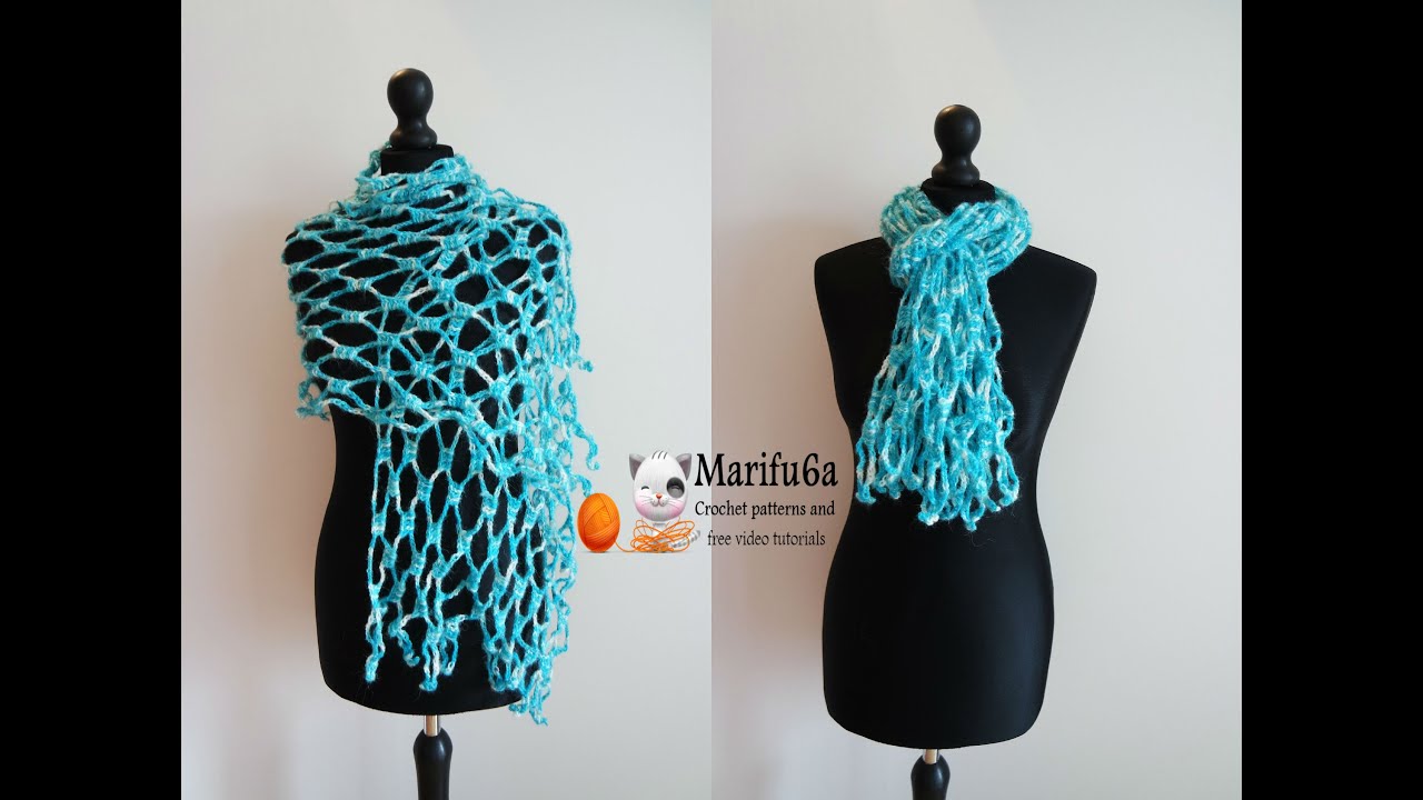How to crochet easy scarf shawl for beginners from one ...