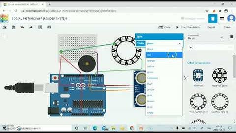 Social distancing reminder system using Tinkercad