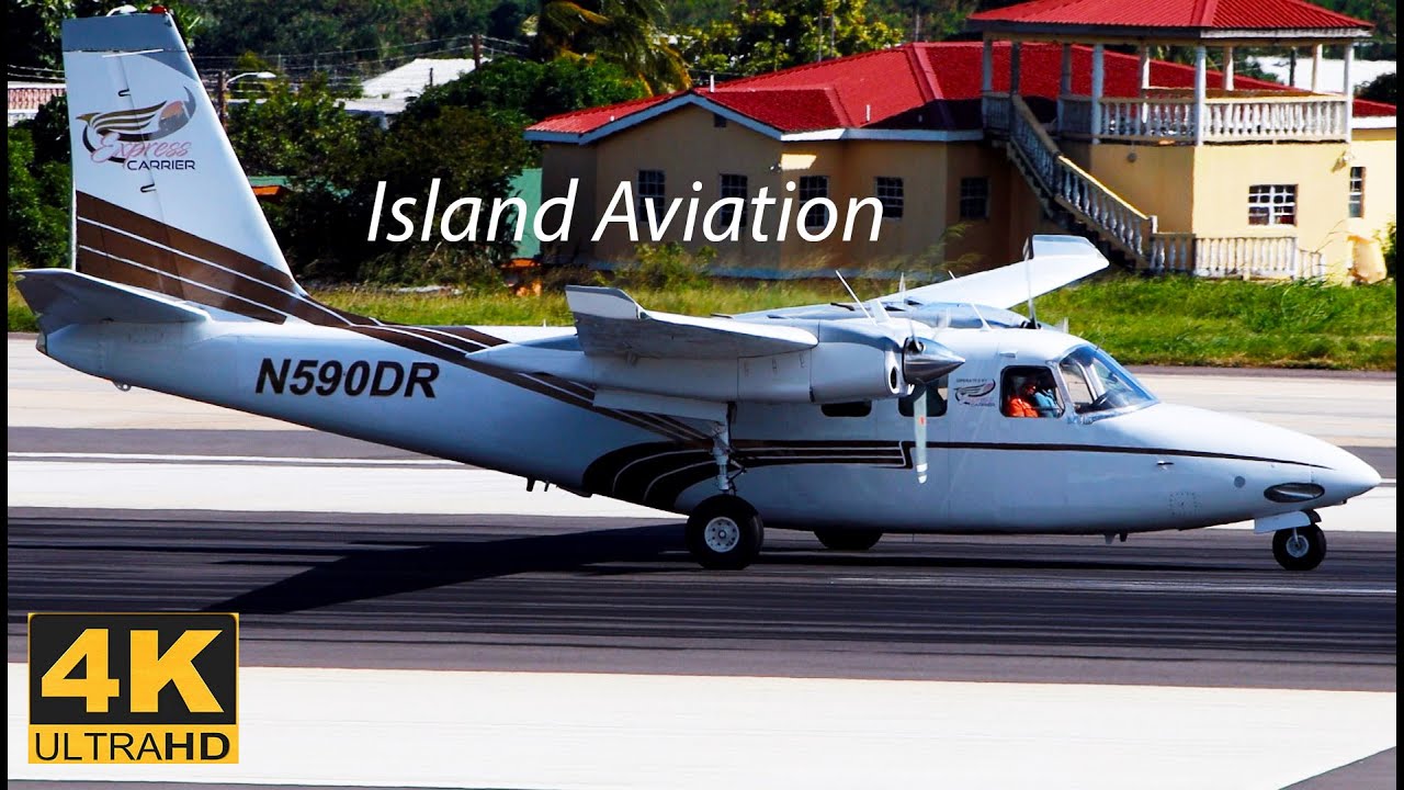 (4K) Aero Commander 500 (N590DR) taxi to departure from St. Kitts to St Thomas !!!
