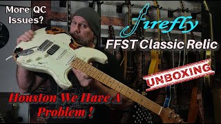 Miniatura de vídeo de "Newest Firefly Strat FFST Relic Guitar in Olympic White | UNBOXING  - Quality Control Issues Still?"