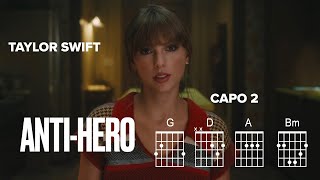 Anti Hero by Taylor Swift - guitar (capo 2) play-a-long