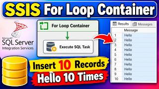 To insert 10 “Hello” records into a SQL Server table 10 times using the SSIS For Loop Container.