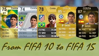 Diego Costa Ultimate Team Cards from FIFA 10 to FIFA 15