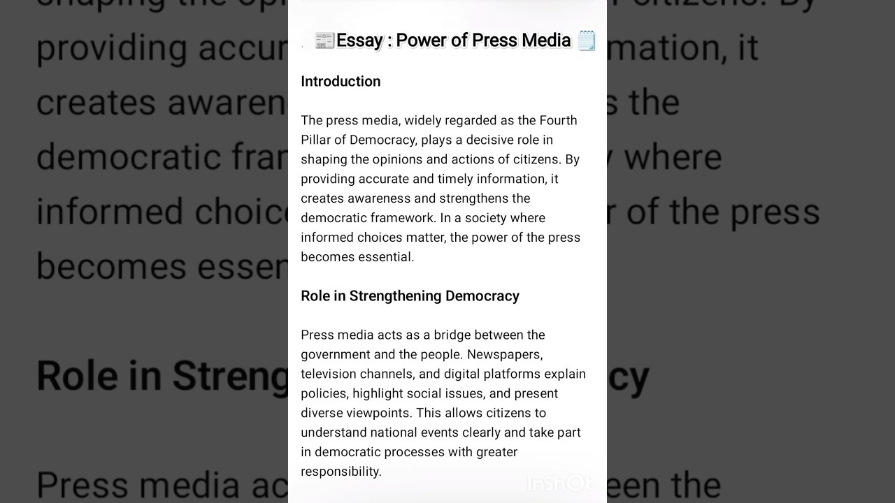 Essay on Power of Press Media ||Press Media|| #media #essay #viral