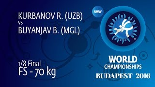 1/8 FS - 70 kg: R. KURBANOV (UZB) df. B. BUYANJAV (MGL) by FALL, 3-2