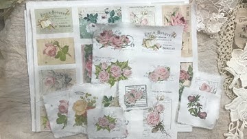 New Antique labels digital kit - print on fabric - vintage style with flowers