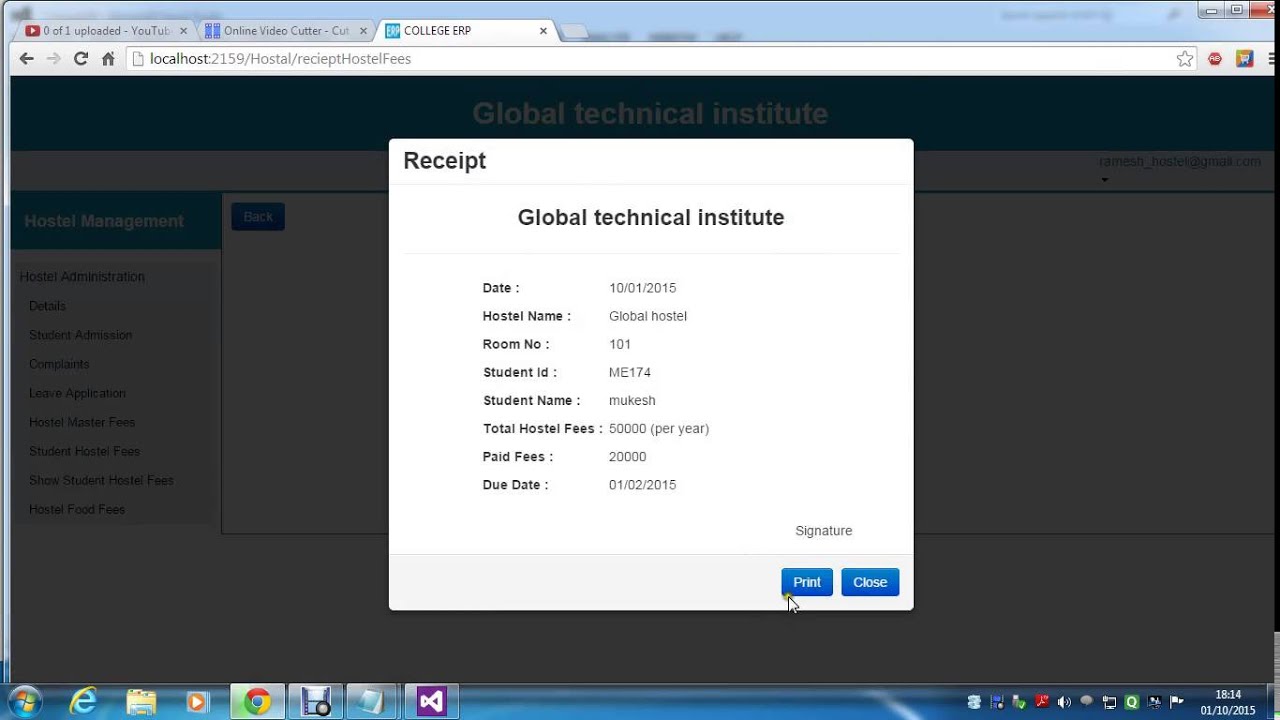 CollegeERP HostelAndStudentModules
