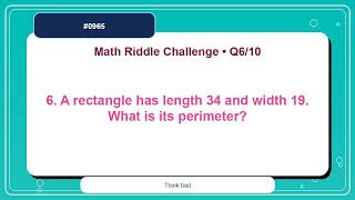 Math Riddle Challenge #0965 | 10 Mental Math Practice Questions