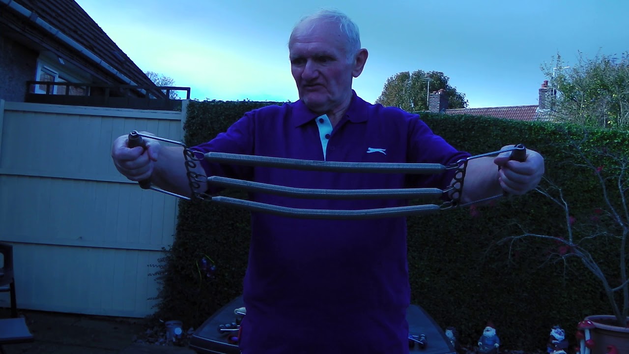 Old expander man 1 chest expander strength training YouTube