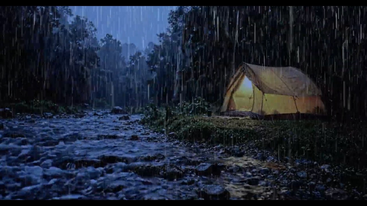 Rain Sounds for Sleeping | Cozy Riverside Tent All Night - YouTube