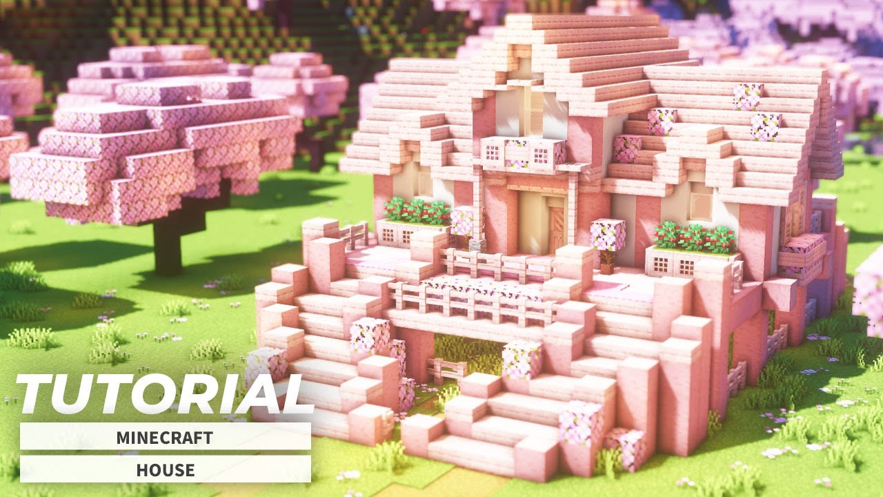 Minecraft: How to Build a Cute Cherry Blossom House (Tutorial) | 可愛い桜の家 ...