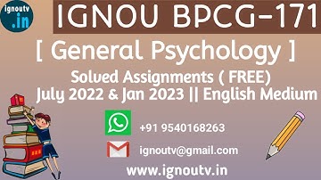 IGNOU BPCG-171 Solved Assignment July 2022 & Jan 2023 [FREE] || IGNOU BAG || IGNOU TV || IGNOU ||