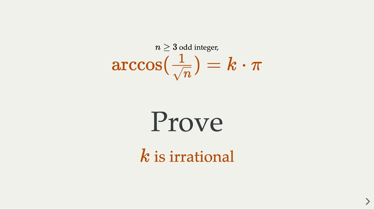 proving-arccos-1-sqrt-n-isn-t-a-rational-multiple-of-for-odd-n