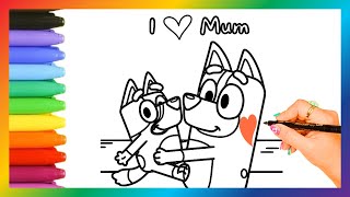 how to draw Bluey and her mom✨️🌈🩵💙| drawing for kids