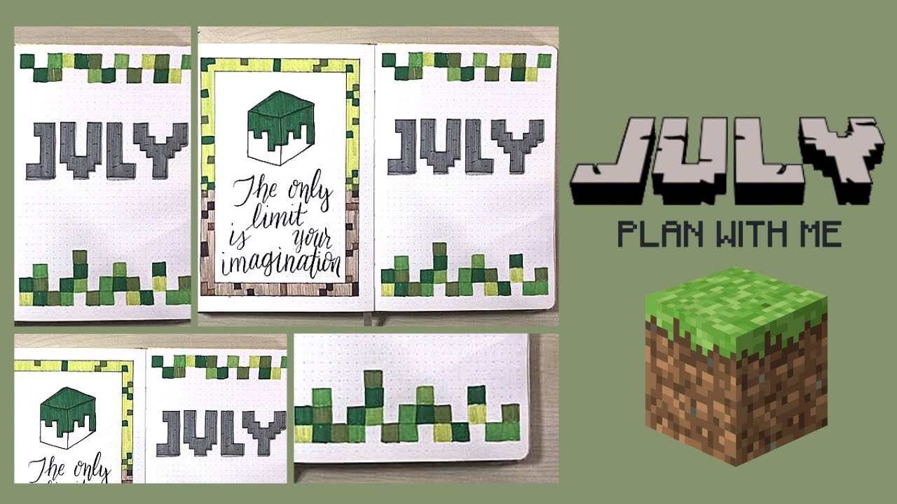 july plan with me bullet journal minecraft theme youtube